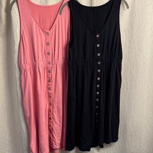 Pink and Black Button-Down Dresses